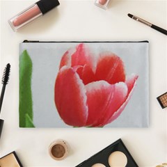 Red Tulip Watercolor Painting Cosmetic Bag (large)  by picsaspassion