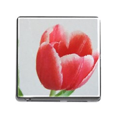 Red Tulip Watercolor Painting Memory Card Reader (square) by picsaspassion