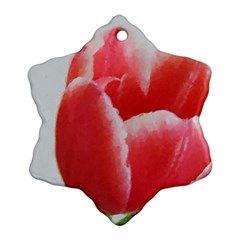 Red Tulip Watercolor Painting Snowflake Ornament (2-side)