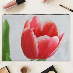 Red Tulip Watercolor Painting Cosmetic Bag (xxl)  by picsaspassion