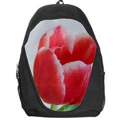 Red Tulip Watercolor Painting Backpack Bag by picsaspassion