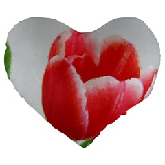 Red Tulip Watercolor Painting Large 19  Premium Heart Shape Cushions by picsaspassion