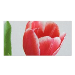 Red Tulip Watercolor Painting Satin Shawl by picsaspassion