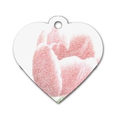 Red Tulip Pencil Drawing Dog Tag Heart (one Side) by picsaspassion