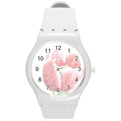 Red Tulip Pencil Drawing Round Plastic Sport Watch (m) by picsaspassion