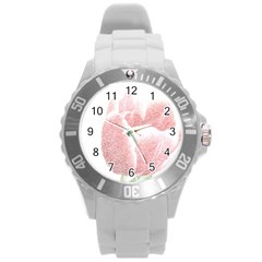 Red Tulip Pencil Drawing Round Plastic Sport Watch (l) by picsaspassion