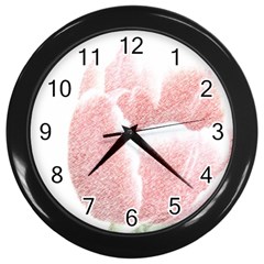 Red Tulip Pencil Drawing Wall Clocks (black) by picsaspassion