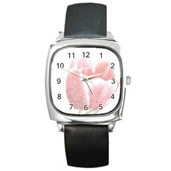 Red Tulip Pencil Drawing Square Metal Watch by picsaspassion