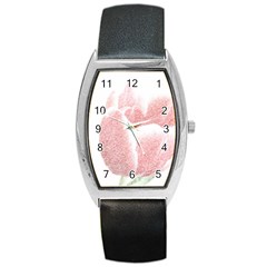 Red Tulip Pencil Drawing Barrel Style Metal Watch by picsaspassion