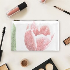 Red Tulip Pencil Drawing Cosmetic Bag (medium)  by picsaspassion