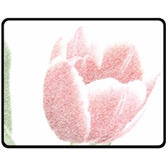 Red Tulip Pencil Drawing Fleece Blanket (medium) 