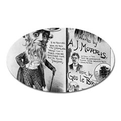 Vintage Song Sheet Lyrics Black White Typography Oval Magnet by yoursparklingshop