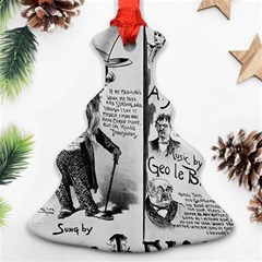 Vintage Song Sheet Lyrics Black White Typography Christmas Tree Ornament (2 Sides) by yoursparklingshop