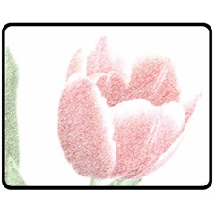 Red Tulip Pencil Drawing Double Sided Fleece Blanket (medium) 