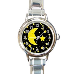 Sleeping Moon Round Italian Charm Watch by Valentinaart