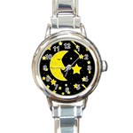 Sleeping moon Round Italian Charm Watch Front