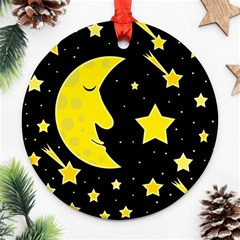 Sleeping Moon Ornament (round)  by Valentinaart