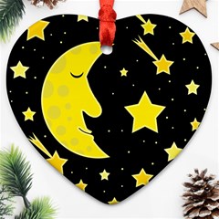 Sleeping Moon Ornament (heart)  by Valentinaart