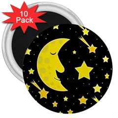 Sleeping Moon 3  Magnets (10 Pack)  by Valentinaart