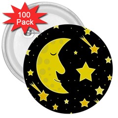 Sleeping Moon 3  Buttons (100 Pack)  by Valentinaart