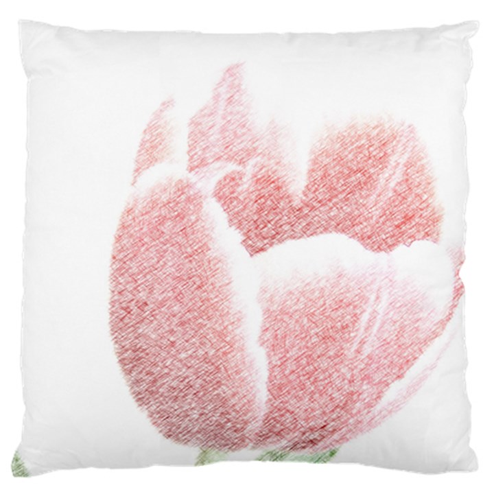 Red Tulip pencil drawing Large Flano Cushion Case (One Side)