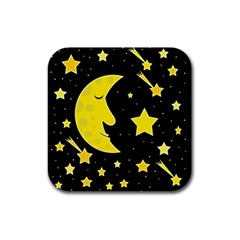 Sleeping Moon Rubber Square Coaster (4 Pack)  by Valentinaart