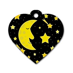 Sleeping Moon Dog Tag Heart (two Sides) by Valentinaart