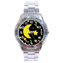 Sleeping Moon Stainless Steel Analogue Watch by Valentinaart