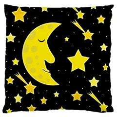 Sleeping Moon Large Cushion Case (one Side) by Valentinaart