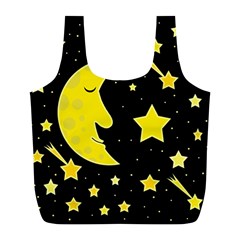 Sleeping Moon Full Print Recycle Bags (l)  by Valentinaart