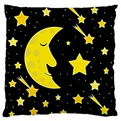 Sleeping Moon Large Flano Cushion Case (one Side)