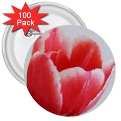 Tulip Red Watercolor Painting 3  Buttons (100 Pack)  by picsaspassion