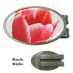 Tulip Red Watercolor Painting Money Clips (oval)  by picsaspassion