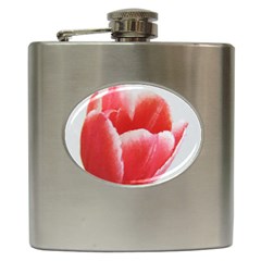 Tulip Red Watercolor Painting Hip Flask (6 Oz) by picsaspassion