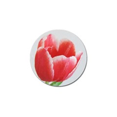 Tulip Red Watercolor Painting Golf Ball Marker by picsaspassion