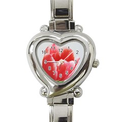 Tulip Red Watercolor Painting Heart Italian Charm Watch by picsaspassion