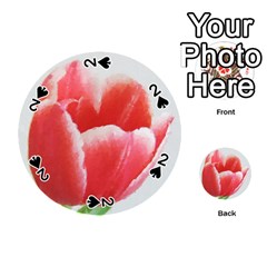 Tulip Red Watercolor Painting Playing Cards 54 (round) 