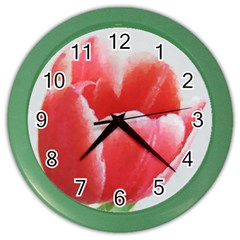 Tulip Red Watercolor Painting Color Wall Clocks by picsaspassion