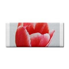 Tulip Red Watercolor Painting Hand Towel by picsaspassion