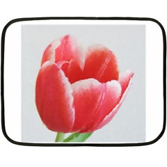 Tulip Red Watercolor Painting Double Sided Fleece Blanket (mini)  by picsaspassion