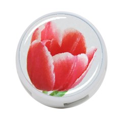 Tulip Red Watercolor Painting 4-port Usb Hub (two Sides) 