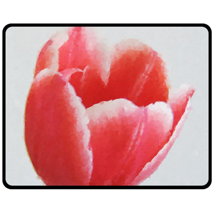 Tulip red watercolor painting Fleece Blanket (Medium) 