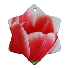 Tulip Red Watercolor Painting Ornament (snowflake)  by picsaspassion