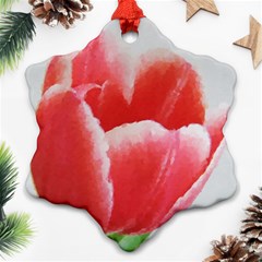 Tulip Red Watercolor Painting Snowflake Ornament (2-side) by picsaspassion