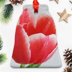 Tulip Red Watercolor Painting Bell Ornament (2 Sides)