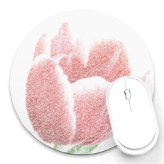 Tulip Red Pencil Drawing Art Round Mousepads by picsaspassion