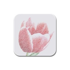 Tulip Red Pencil Drawing Art Rubber Square Coaster (4 Pack)  by picsaspassion