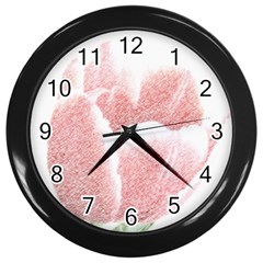 Tulip Red Pencil Drawing Art Wall Clocks (black) by picsaspassion