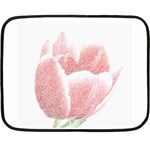 Tulip red pencil drawing art Fleece Blanket (Mini) 35 x27  Blanket