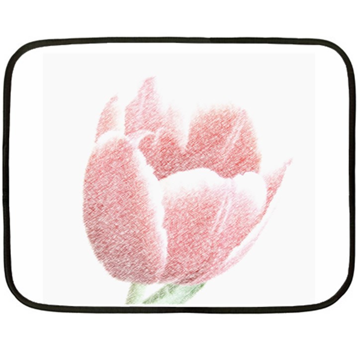 Tulip red pencil drawing art Fleece Blanket (Mini)